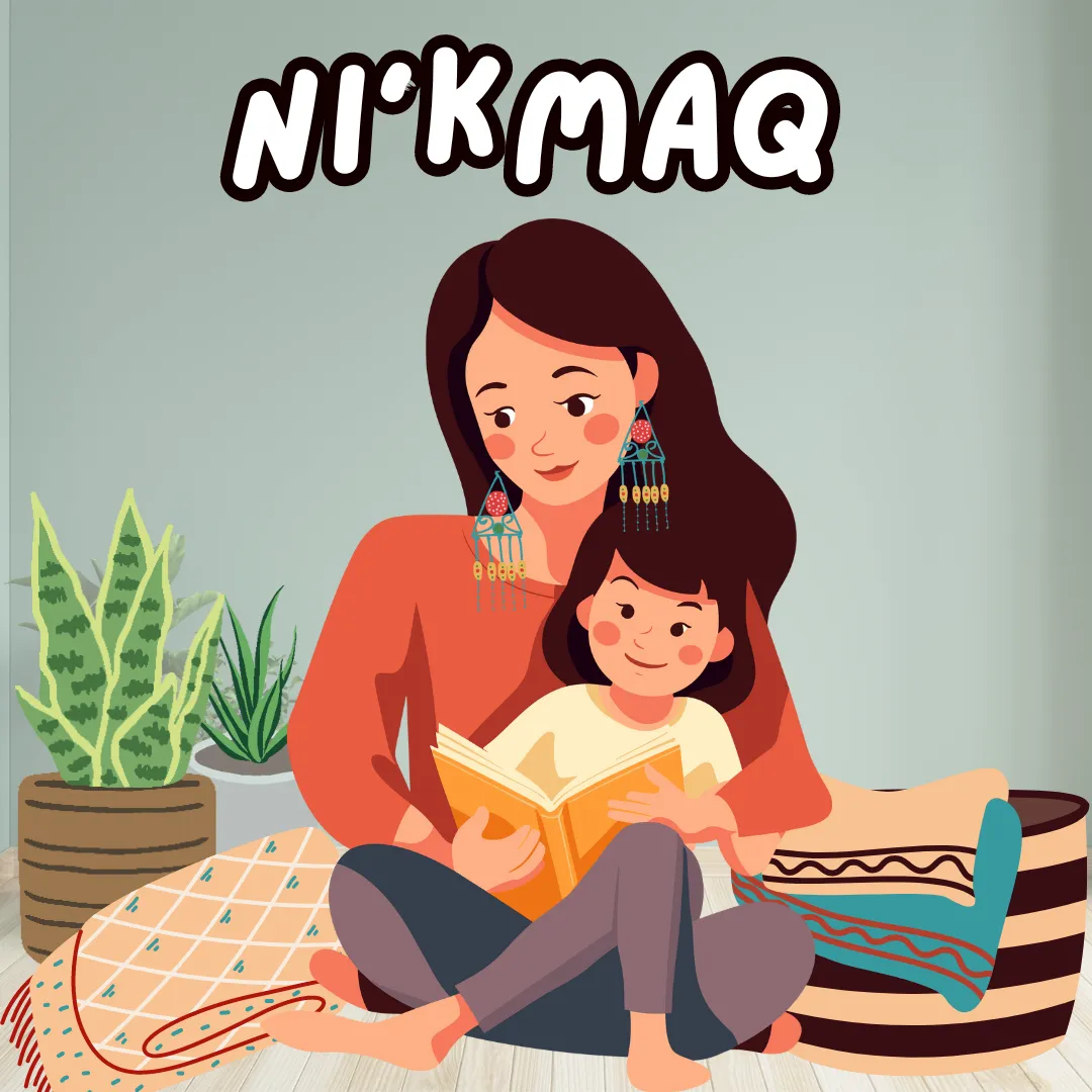 Illustration of a mother reading to her daughter.