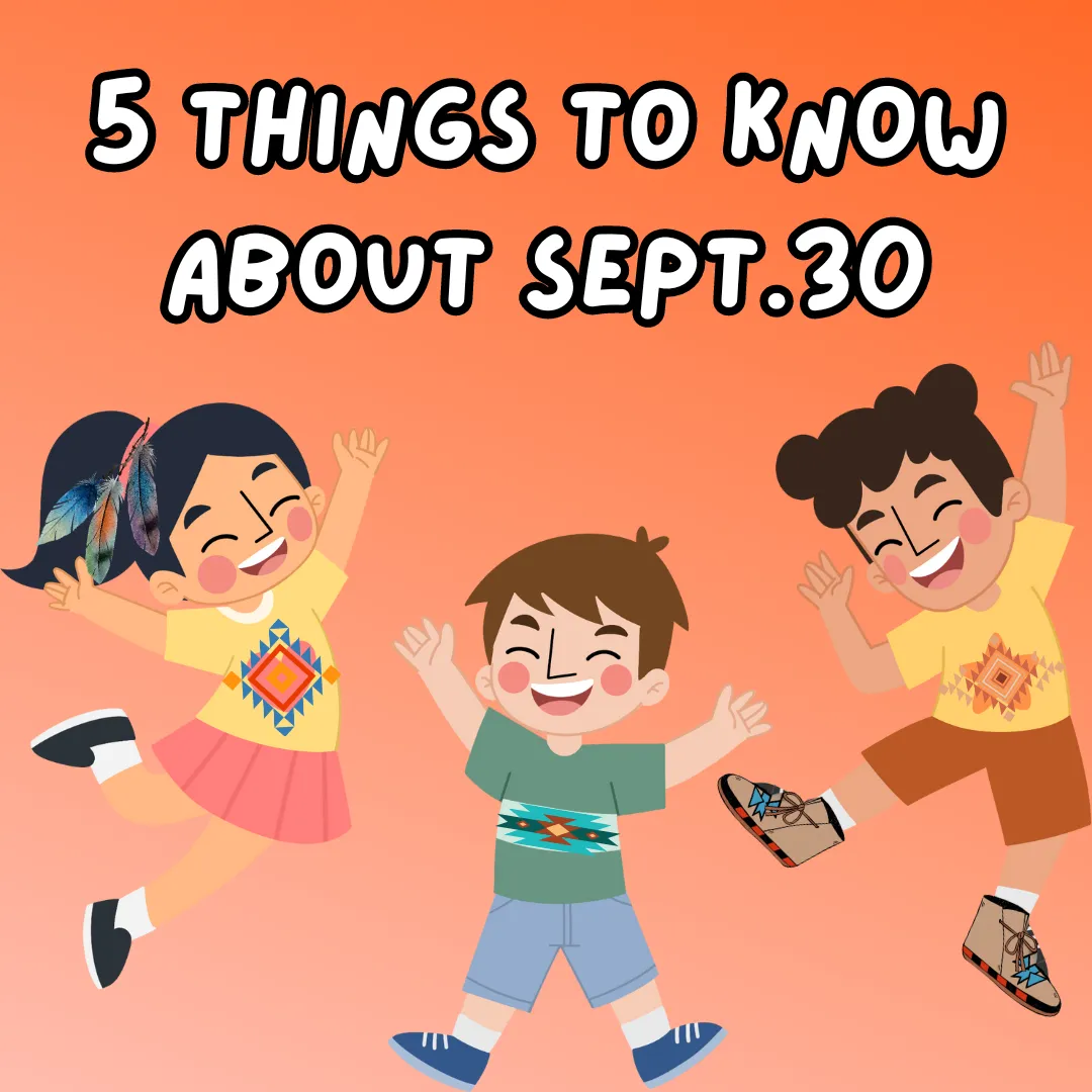 5 things to know about September 30. Illustration of three smiling children jumping.